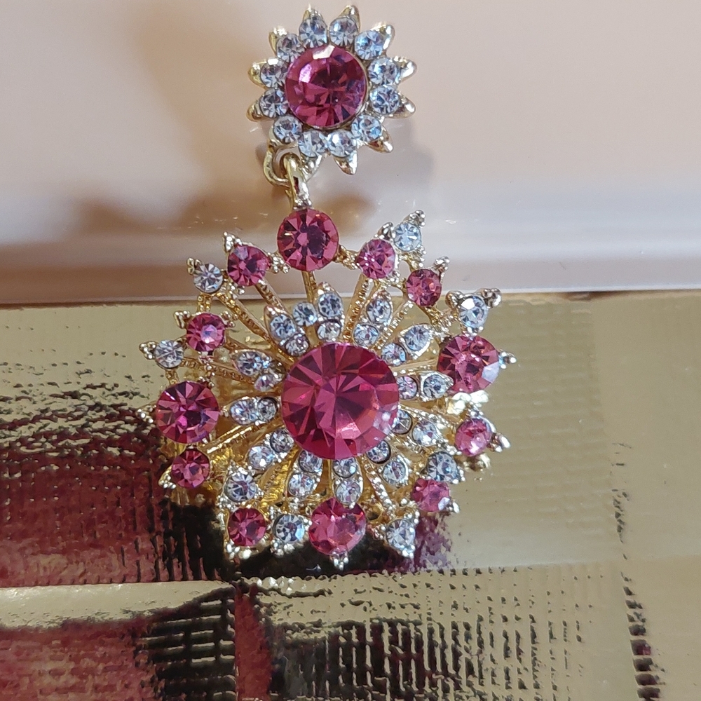 Pink stone studded earrings